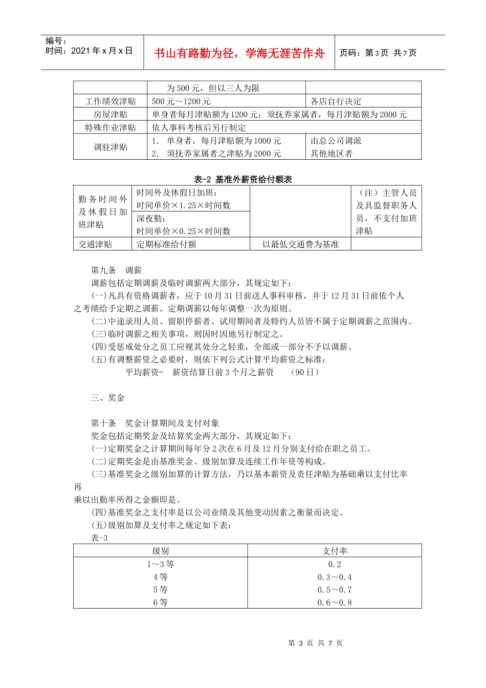 饭店、旅馆及餐饮业薪资制度_第3页