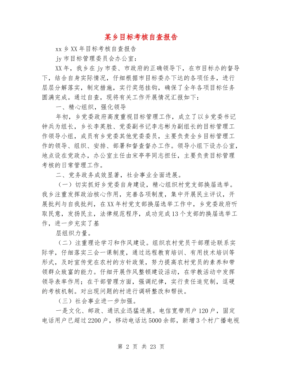 某乡目标考核自查报告_第2页