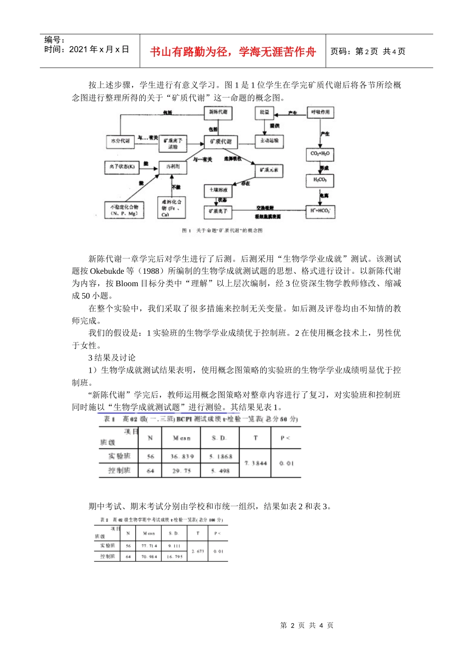 生物学教学中引入概念图策略的实验研究_第2页