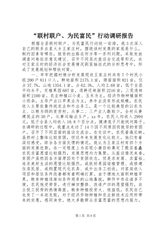 “联村联户、为民富民”行动调研报告