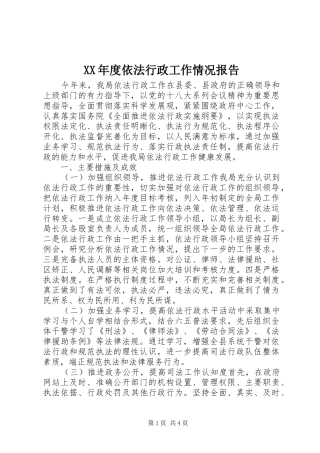 XX年度依法行政工作情况报告