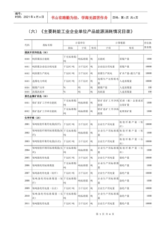 （六）《主要耗能工业企业单位产品能源消耗情况目录》
