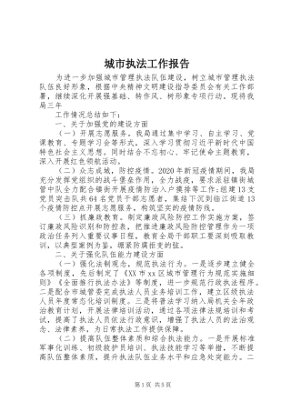 城市执法工作报告