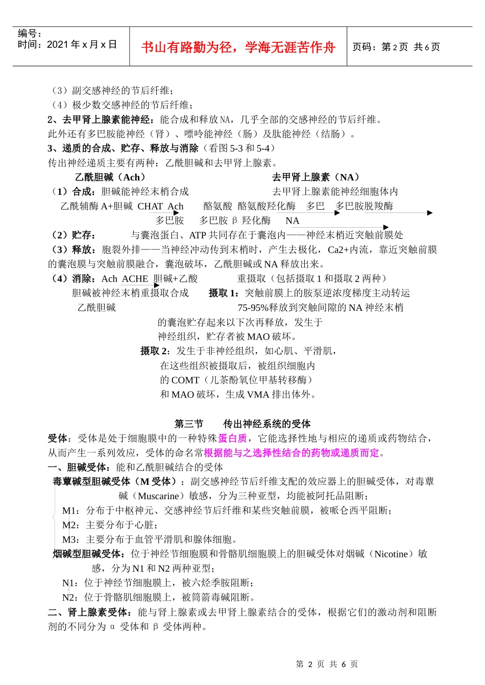 药理学讲稿之第五章 传出神经系统药理概论_第2页
