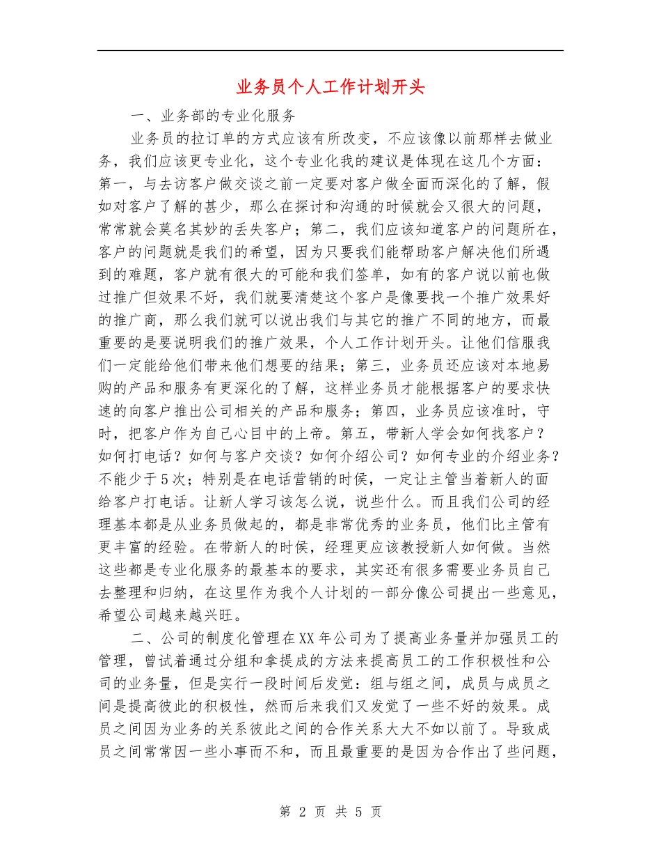 业务员个人工作计划开头_第2页