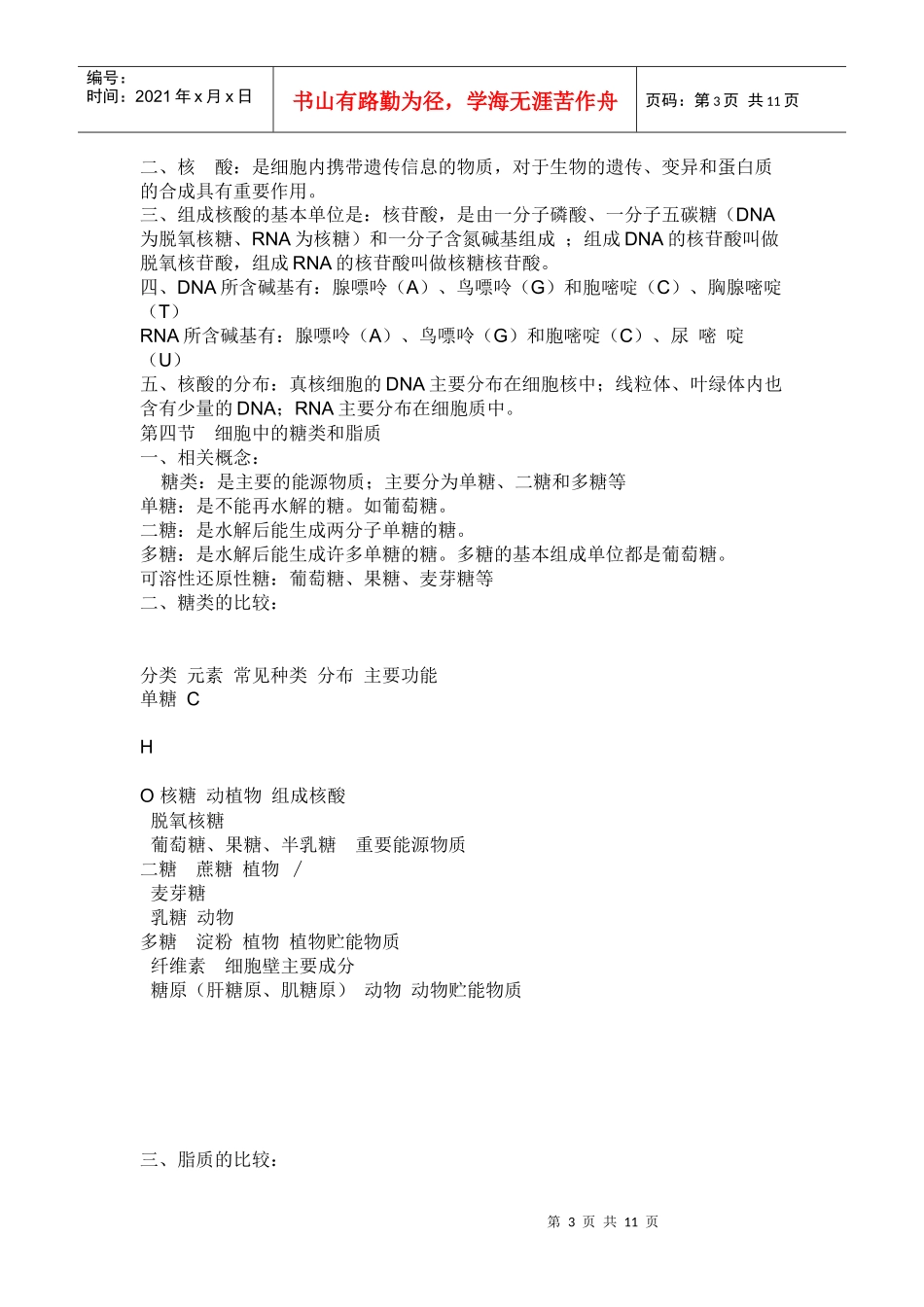 高中生物必修一提纲_第3页