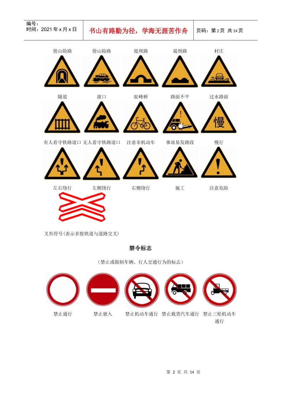 驾考交通标志大全(整理版)_第2页