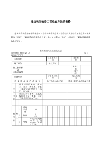 建筑装饰装修工程质量检查方法与表格
