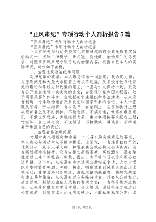 “正风肃纪”专项行动个人剖析报告5篇