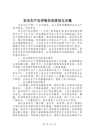 安全生产自评报告优质佳文合集