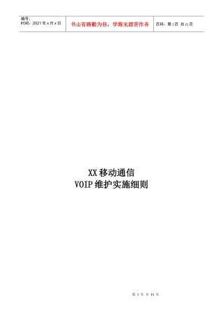 移动通信VOIP维护实施细则
