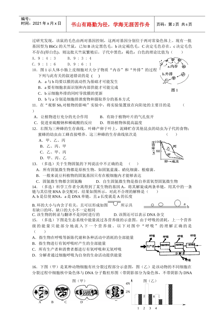 生物考前限时训练七_第2页