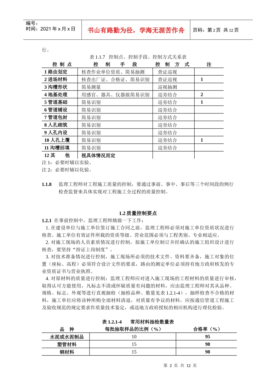 通信管道与电缆通道工程施工监理暂行规定_第2页
