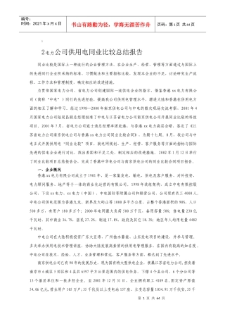 电力公司供用电同业比较总结报告
