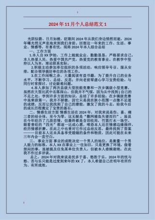 2024年11月个人总结范文1