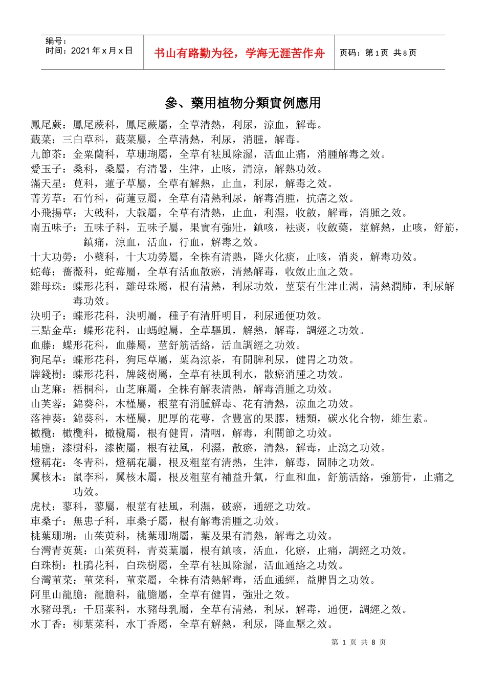 药用植物分类实例应用_第1页