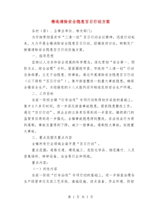 清除安全隐患百日行动方案