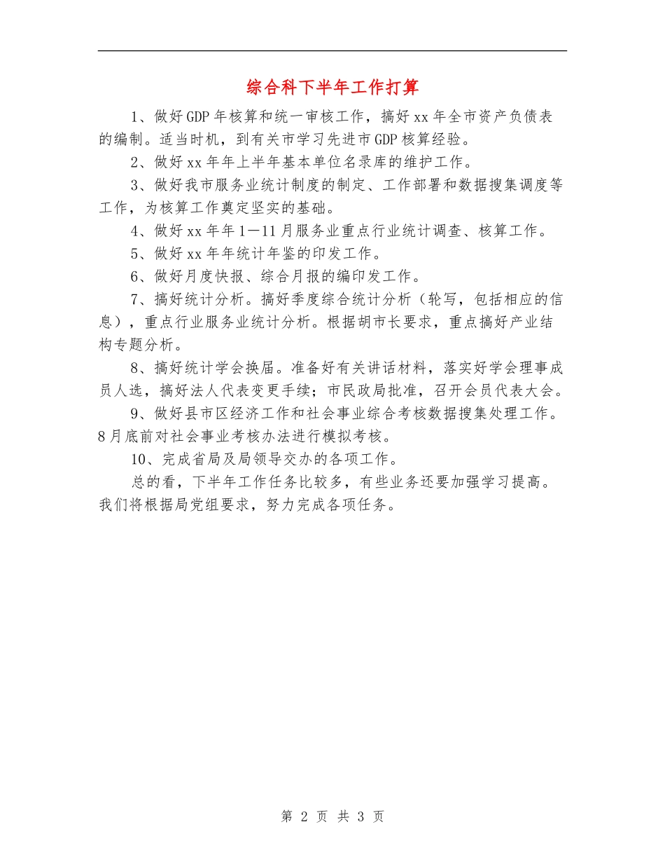 综合科下半年工作打算_第2页