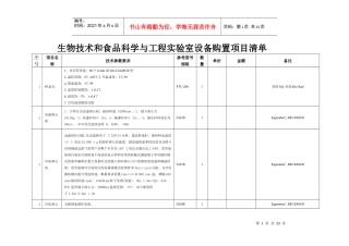 生物技术和食品科学与工程实验室设备购置项目清单