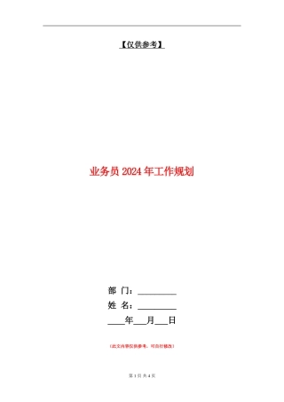 业务员2024年工作规划1
