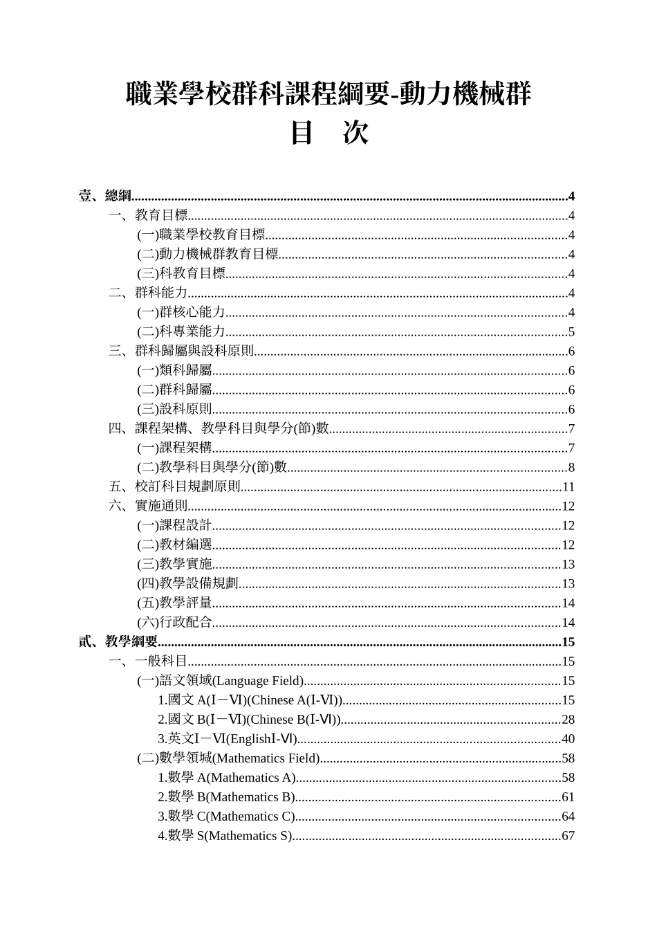 职业学校群科课程纲要-动力机械群_第1页