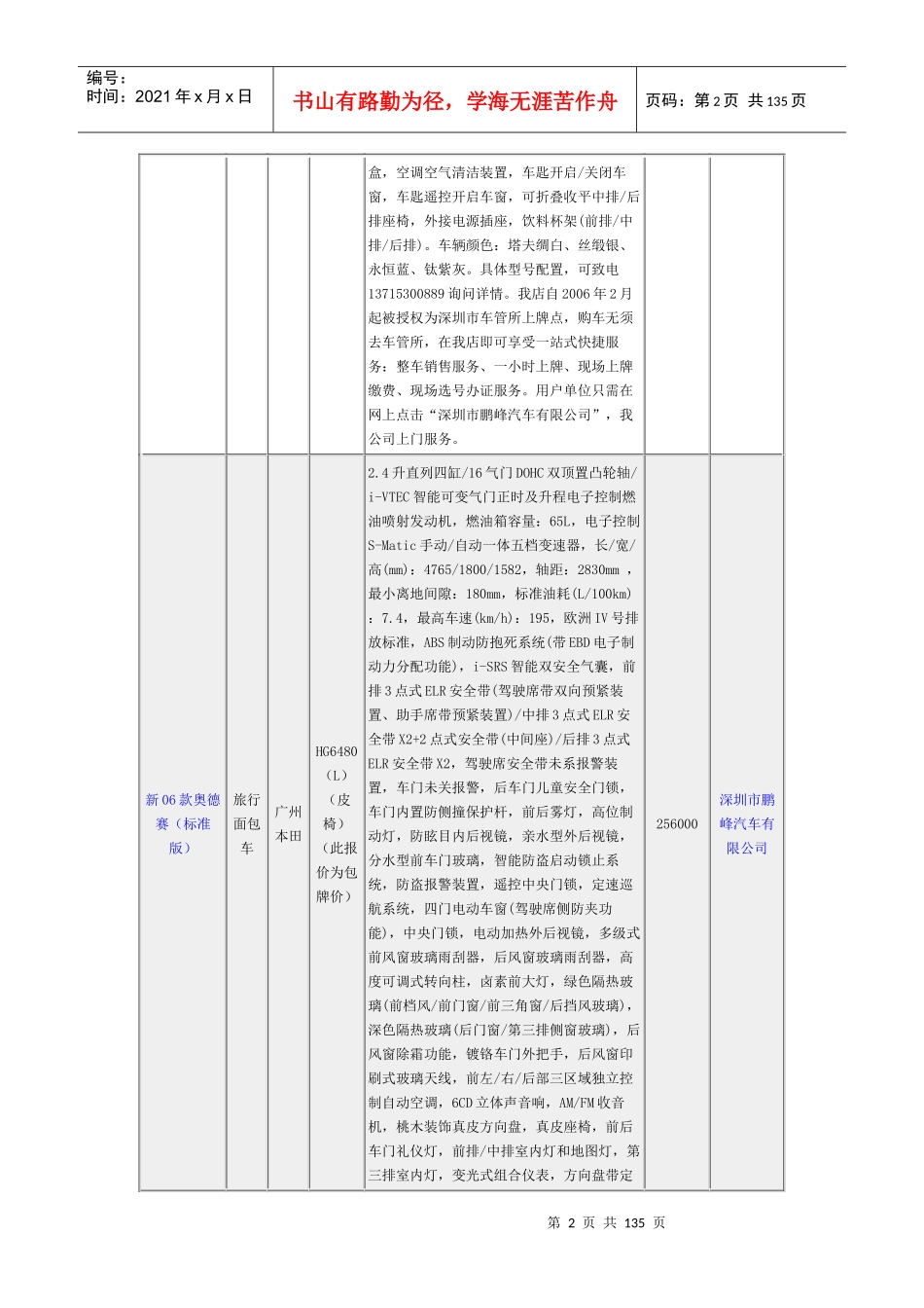 盐田区政府采购指导价-交通工具部分_第2页