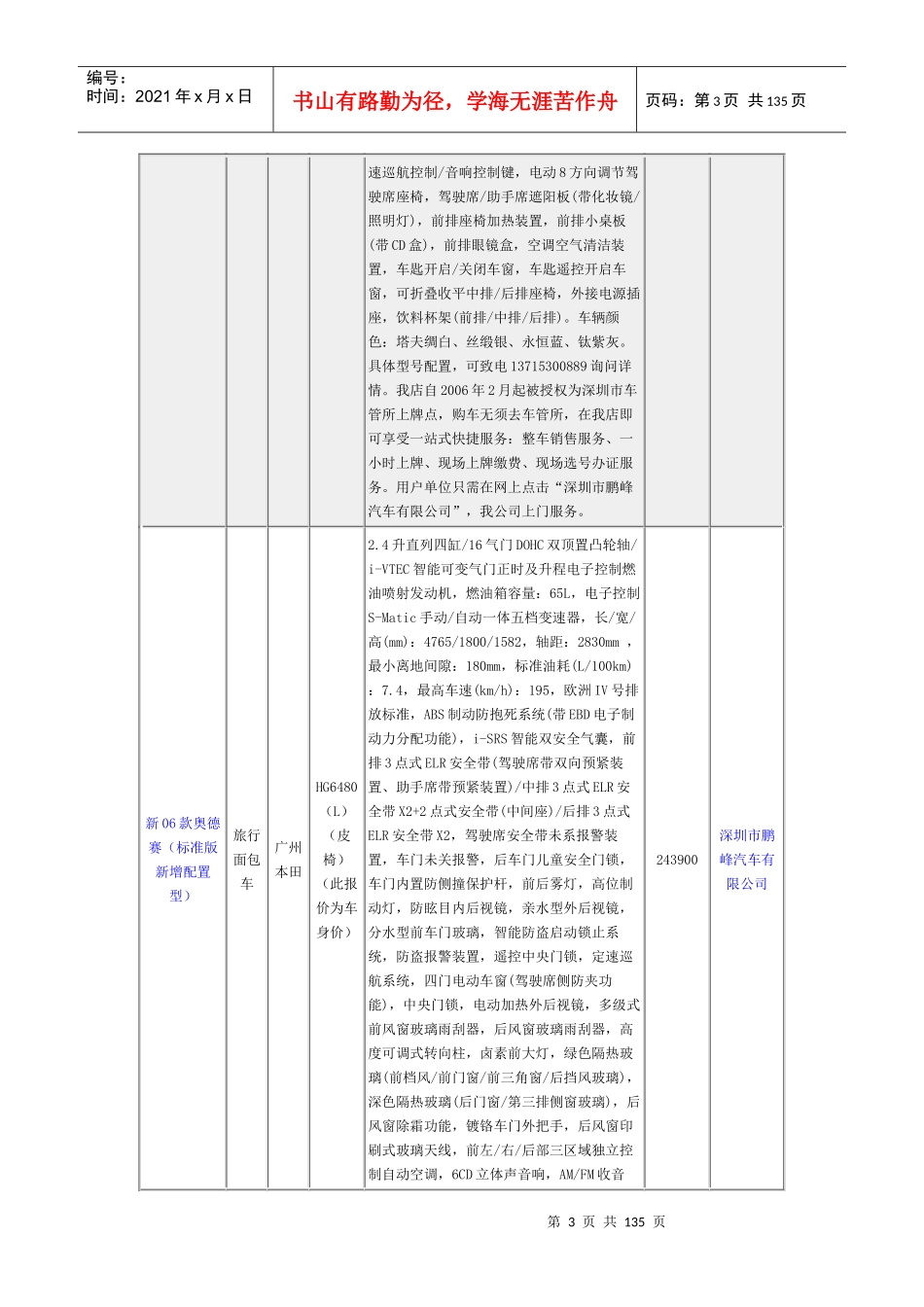 盐田区政府采购指导价-交通工具部分_第3页