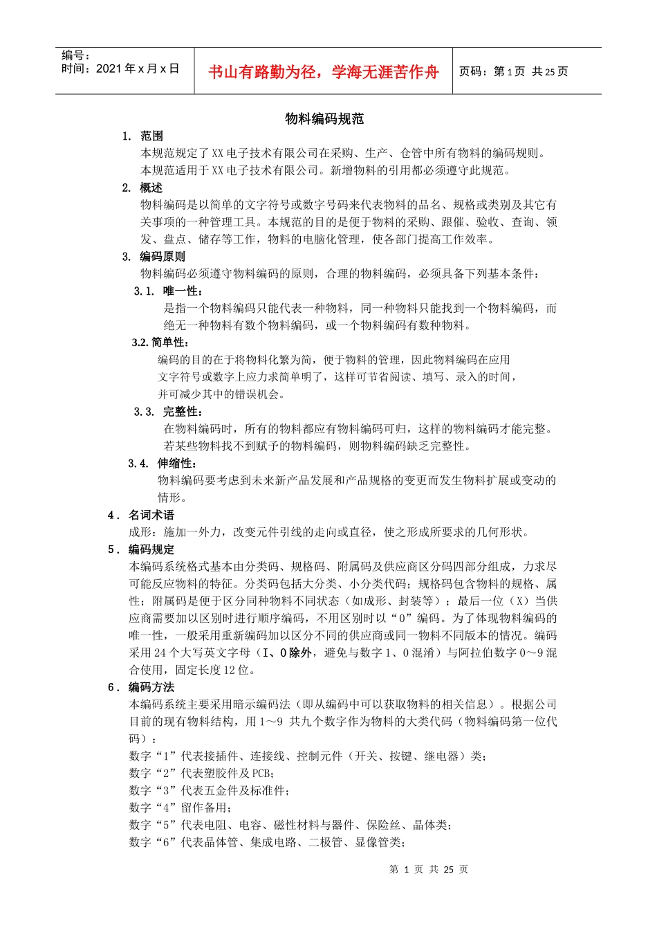 电子工厂常用物料编码规范_第1页