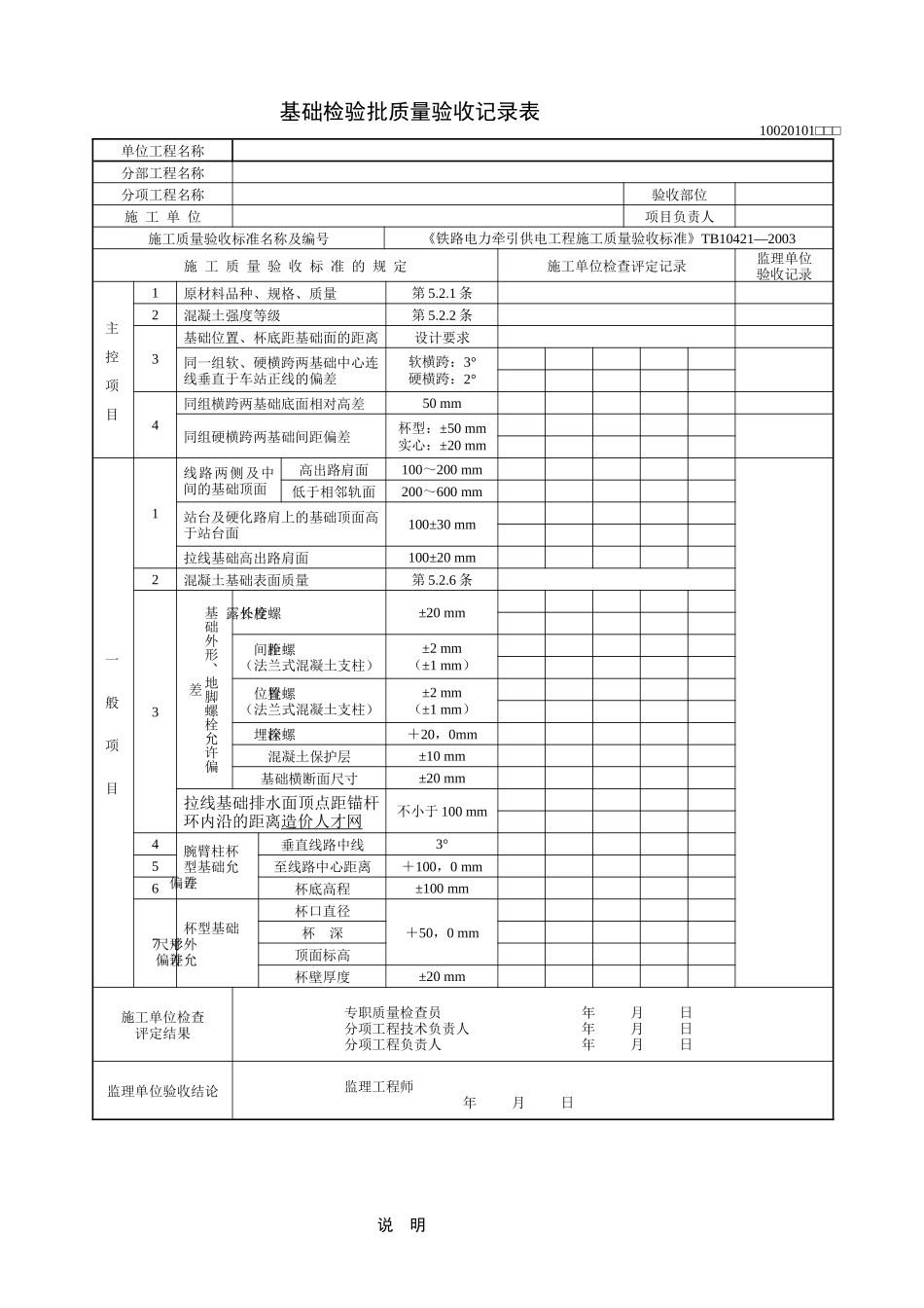接触网检验批质量验收表格_第1页