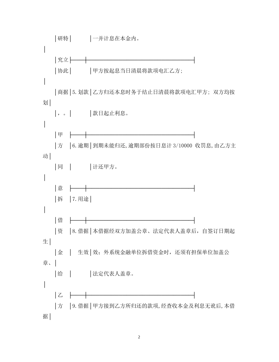 拆借资金借据合同范本_第2页