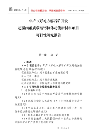 鑫山矿业有限公司项目可行性研究报告