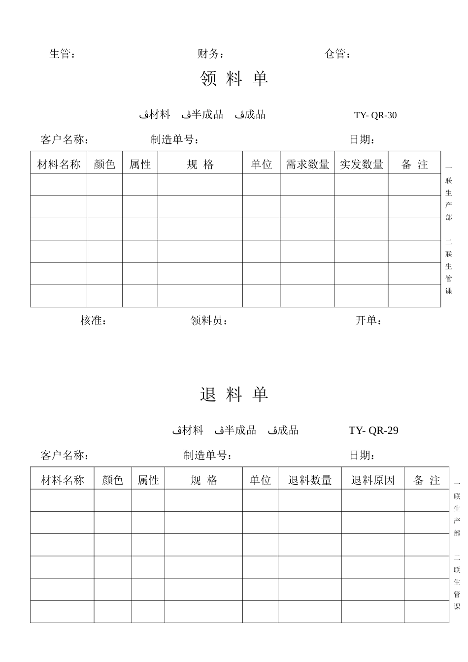 盘点表、领料单、退料单、入库单_第2页
