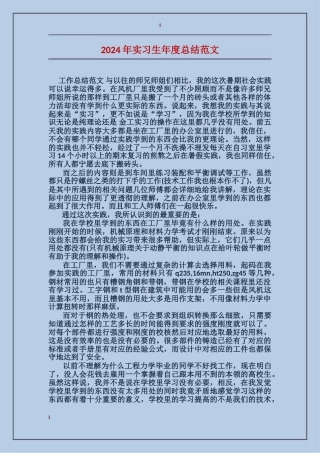2024年实习生年度总结范文