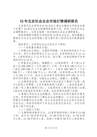 XX年北京社会企业市场行情调研报告