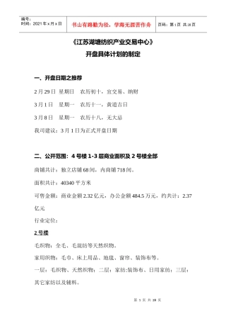 纺织业交易中心开盘具体策划方案分析