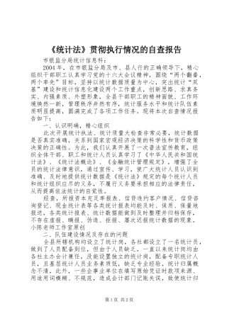 《统计法》贯彻执行情况的自查报告