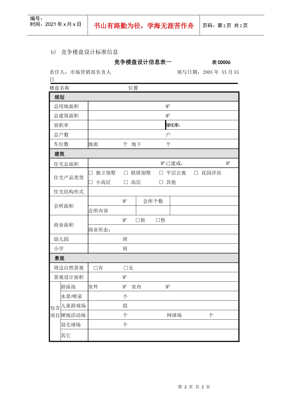 竞争楼盘调查表-1_第2页