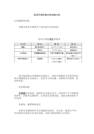 机房空调安装后的试验方法