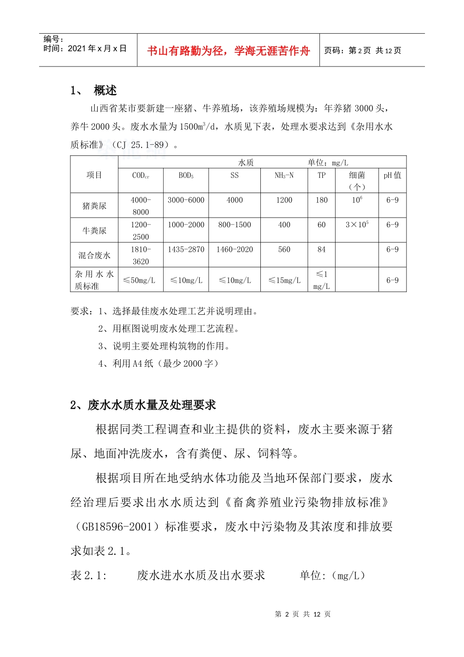 集约化畜牧养殖场废水处理技术_第2页