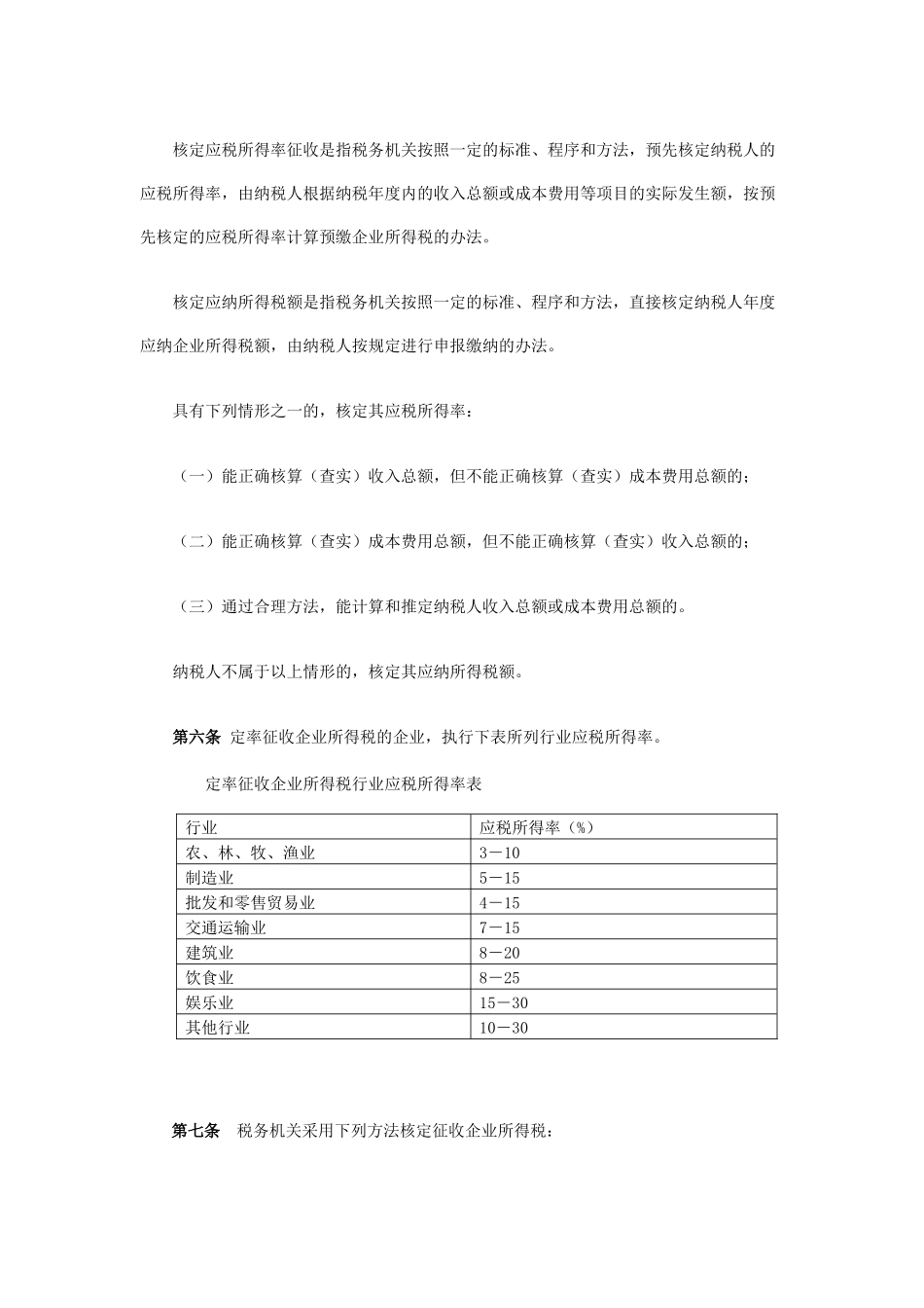 辽宁省企业所得税核定征收实施办法(暂行)_第3页