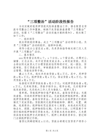 “三项整治”活动阶段性报告