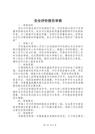 安全评价报告审核