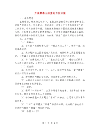 开展禁毒大排查的工作方案