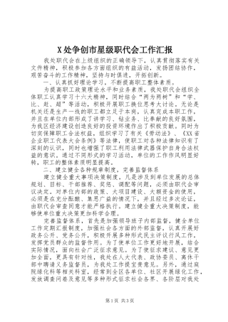 X处争创市星级职代会工作汇报