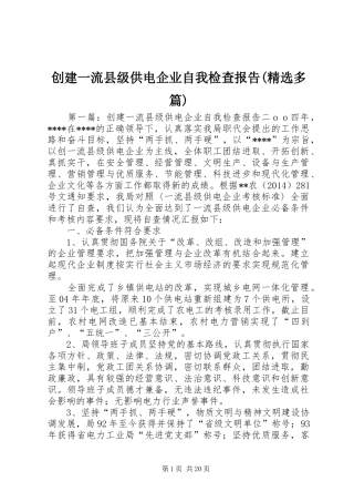 创建一流县级供电企业自我检查报告(精选多篇)