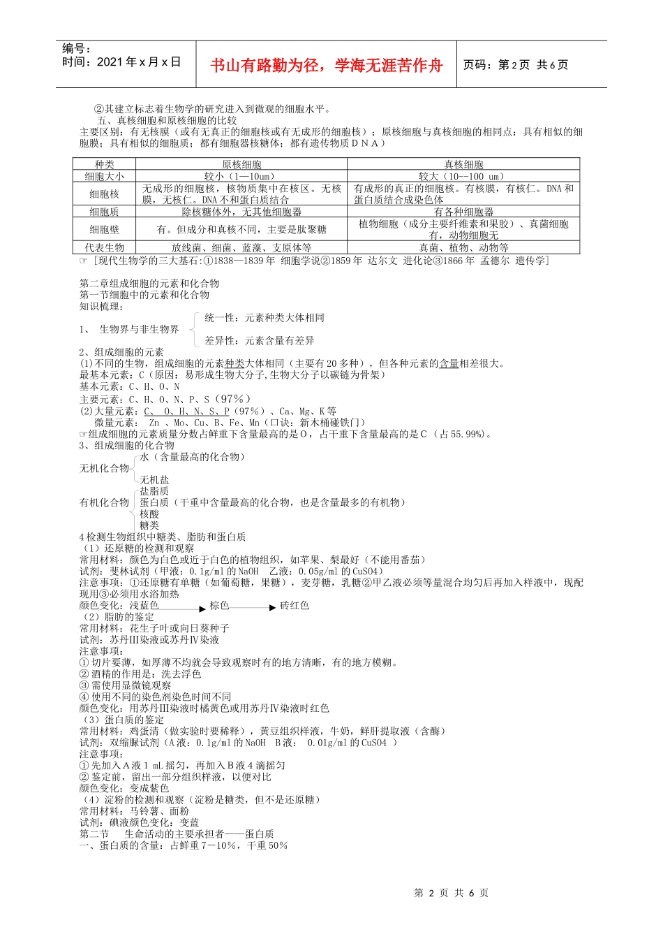 生物必修一复习资料[第一到三章]_第2页