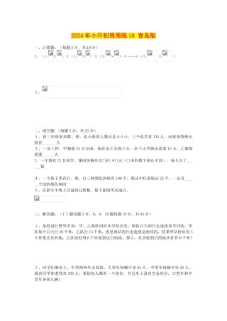 2024年小升初周周练18-青岛版