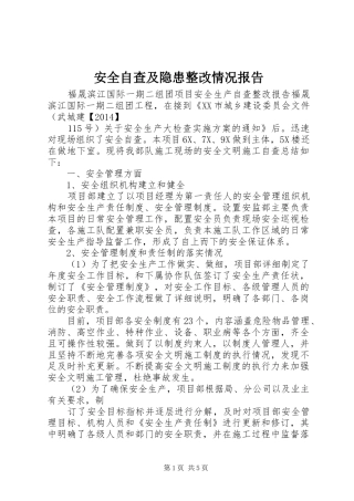 安全自查及隐患整改情况报告