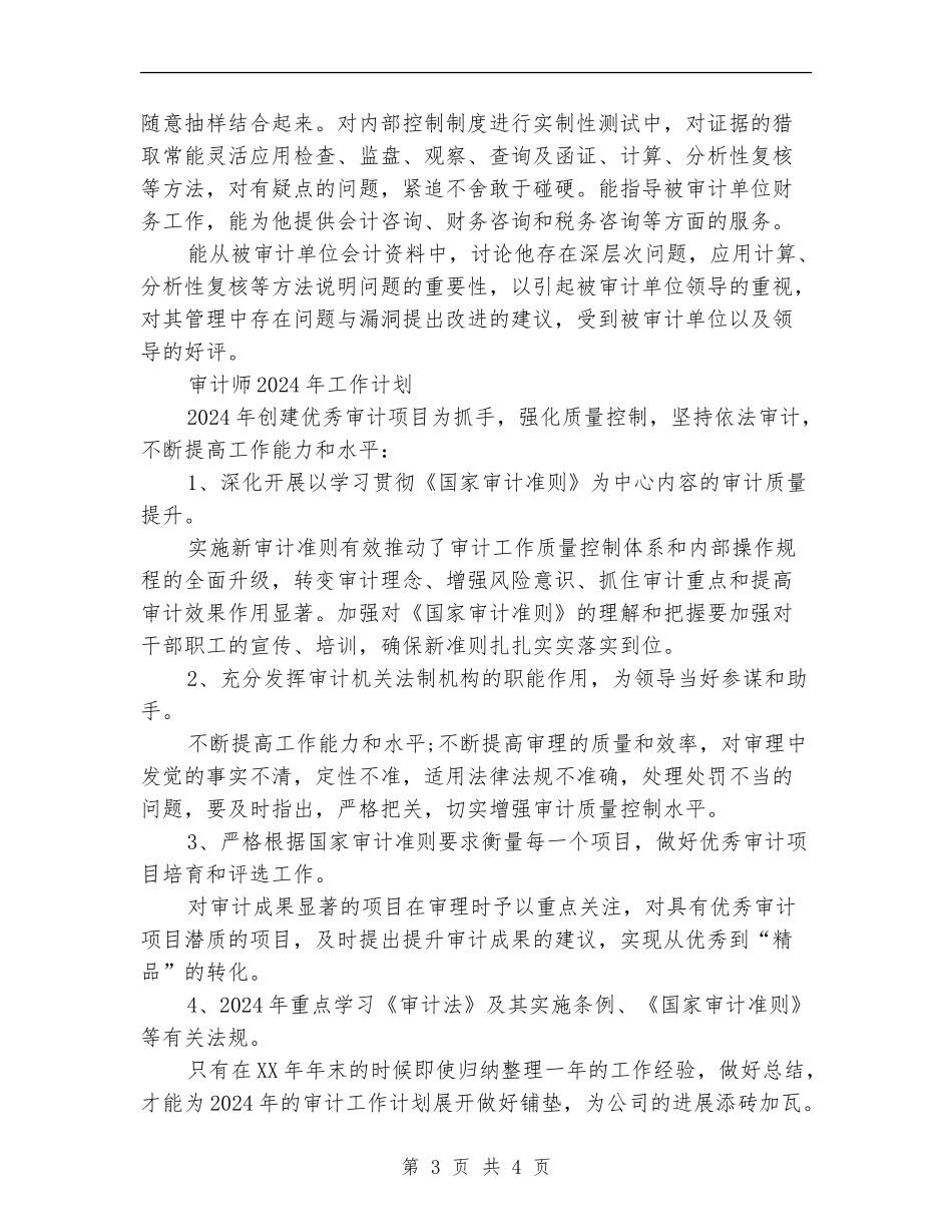 2024审计师工作总结及2024年工作计划_第3页