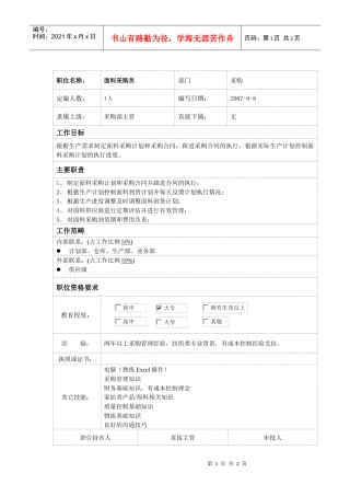面料采购员岗位说明书